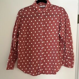 Women’s Zara long sleeve Woven Button Down With Raised Polka Dots